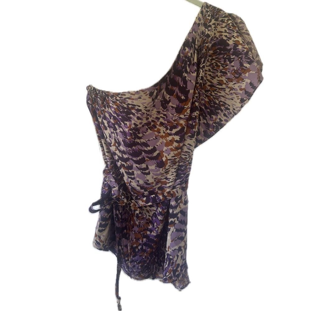 Banana Republic Factory Asymmetrical Batwing Artsy Paint Brushstrokes Blouse S